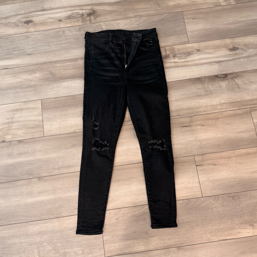 American Eagle Outfitters Black Ripped Skinny Jeans